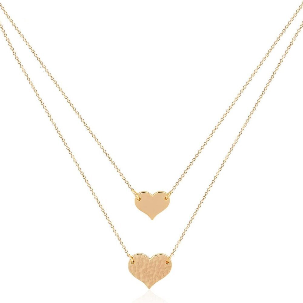 Layered Heart Necklace Pendant Handmade 18k Gold Plated Dainty Gold Choker Arrow
